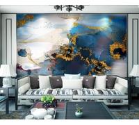 Papier Peint Panoramique Lignes Cloud Gold 400x280cm Papier Peint 3D Intissé Tapisserie Poster Chambre Salon Decoration Murale -MIWEI Wallpaper-ZXY-12050