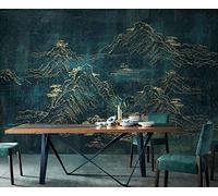 Papier Peint Panoramique Lignes En Relief Doré Montagne Et Eau 310x250cm Papier Peint 3D Intissé Tapisserie Poster Chambre Salon Decoration Murale -MIWEI Wallpaper-ZXY-41117