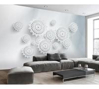 Papier Peint Panoramique Lignes Florales Blanches 250x175cm Papier Peint 3D Intissé Tapisserie Poster Chambre Salon Decoration Murale -MIWEI Wallpaper-ZXY-06834