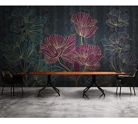 Papier Peint Panoramique Lignes Florales Dorées 400x255cm Papier Peint 3D Intissé Tapisserie Poster Chambre Salon Decoration Murale -MIWEI Wallpaper-ZXY-40624