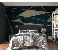 Papier Peint Panoramique Lignes Géométriques Abstraites Dorées 250x175cm Papier Peint 3D Intissé Tapisserie Poster Chambre Salon Decoration Murale -MIWEI Wallpaper-ZXY-37110