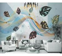 Papier Peint Panoramique Lignes Géométriques Des Feuilles 250x175cm Papier Peint 3D Intissé Tapisserie Poster Chambre Salon Decoration Murale -MIWEI Wallpaper-ZXY-08976