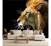 Papier Peint Panoramique lionPapier Peint 3D La nature sauvage des animaux 200x140cm Illusion optique 3D fresque murale art mural décoratif moderne salon chambre enfant facile à installer