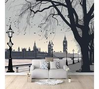 Papier Peint Panoramique Londres 150x105 cm 3D Papier Peint Intissé Dessiné à La Main Dessin Animé Photo Trompe l'oeil Poster Grand Mural Salon Chambre Enfant Chambre Décoration Murale a-10065