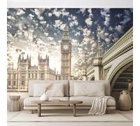 Papier Peint Panoramique Londres 400x280 cm Papier Peint Intissé 3D Bâtiments Urbains Muraux Tapisserie Photo Décoration Murale Poster Mural XXL pour Chambre Salon 2663-ABC