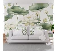 Papier Peint Panoramique Lotus Chinois Vintage Feuilles Lotus Poster Geant Mural, Plantes, Fleurs, Feuilles Papier Peint Intissé Mural pour Salon Canapé TV Fond Décoration Murale 250x175cm(L x H)