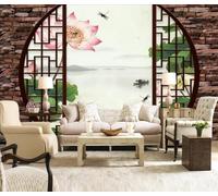 Papier Peint Panoramique Lotus Rose Lotus Tang Papier Peint 3D Tapisserie Murale Décoration Chambre Salon -songqians-13623-380cmx255cm