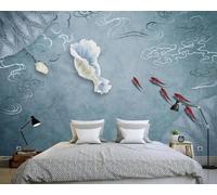 Papier Peint Panoramique Lotus Vintage 250x175cm Papier Peint 3D Intissé Tapisserie Poster Chambre Salon Decoration Murale -MIWEI Wallpaper-ZXY-06312