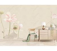 Papier Peint Panoramique Lotus Vintage 450x300cm Papier Peint 3D Intissé Tapisserie Poster Chambre Salon Decoration Murale -MIWEI Wallpaper-ZXY-13455
