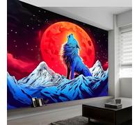 Papier Peint Panoramique Loup Hurlant Fantastique Animé 250 x 175 CM - Photo Décoration Murale - Papier Peint Mural Pour Salon, Adulte Chambre d'enfants, Fond Tv - Multicolore - Revêtement Mural