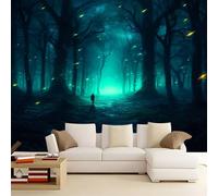 Papier Peint Panoramique Lucioles des forêts 350x256 cm Papier Peint Photo Mural Intissé, Poster Tapisserie Mural Personnalisé 3D Pour Salon Chambre Décoration Murale