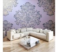 Papier Peint Panoramique Luxe Exquis Damassé 300 x 210 cm Poster Geant Mural 3D, Photo Peinture Murale, Bleu Foncé Rétro Papier Peint Intissé Fresque pour Salon Chambre Toile Fond TV