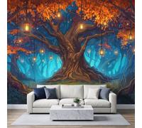 Papier Peint Panoramique Magie Fantastique 450 x 280 cm sur mesure taille Fresque Murale 3D, Décoration Murale Scène De Rêve De Conte De Fées Forêt Arbres, Papier Peint Intissé pour Salon Chambre