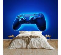 Papier Peint Panoramique Manette De Jeu Technologie Poster Geant Mural 400x280 cm, pour Salon Chambre Chambre D'enfants Restaurant Décoration Murale, Bleu Foncé