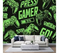 Papier Peint Panoramique Manette Jeu Décoration Murale 450x315cm | Graffiti E-Sport Sci-Fi Tapisserie Murales Papier Peint Intissé pour Chambre Salon Décor Poster Tableaux Photo Muraux