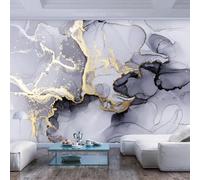 Papier Peint Panoramique Marbre 300x210 cm Papier Peint Intissé 3D Gris Muraux Tapisserie Photo Décoration Murale Poster Mural XXL pour Chambre Salon 2317-ABC