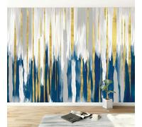 Papier peint panoramique marbre rayures abstrait feuille d'or, Papier peint texture vieillie pour chambre salon salle à manger décoration murale - Fond d'écran photo moderne art mural 400L x 280H cm