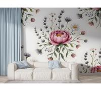 Papier Peint Panoramique Marguerite Fleur - Papier Peint Intissé Autocollant - Botanique Style Jardin Décoration Murale - Adhésif Mural pour Salon Chambre, 150x100 cm - F-696