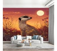 Papier Peint Panoramique Marguerite, Fleurs, Coucher De Soleil, Paysage Poster Geant Mural Papier Peint Pour Salon Chambre D'Enfant Décoration Murale, Suricate (Orange) Murales 390x260cm(L x H)