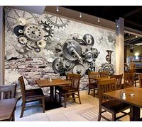 Papier Peint Panoramique Mécanique Gear Vintage Mur De Briques Papier Peint 3D Tapisserie Murale Décoration Chambre Salon -songqians-30701-200cmx140cm