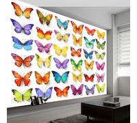 Papier peint panoramique minimalisme 300L x 210H cm, Tapisserie mural décoration salon - Papier peint design moderne fantaisie géométrie papillon pour chambre chambre d'enfant décoration murale