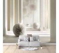 Papier Peint Panoramique Minimaliste Architecture Sphère Géométrique Lignes, Poster Géant Mural 350 x 256 cm, Intissé Décoration Murale pour Salon & Chambre d'Enfant, Gris Graphite (Non-adhésif)