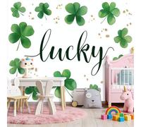 Papier Peint Panoramique Minimaliste Lettres Feuilles Trèfle, 350 x 256 cm Décoration Murale Crème Papier Peint Intissé, Mural Personnalisé 3D Pour Salon Cuisines Chambre Adulte Enfant