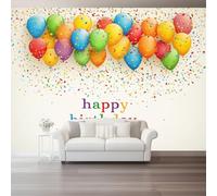 Papier Peint Panoramique Mode Effet 3D Papier Peint Intissé Jaune Ballons Rubans Décoration Murale Salon Chambre 350 X 256 Cm