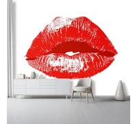 Papier Peint Panoramique Mode Rouge À Lèvres Empreinte Des Lèvres Rouge Papier Peint Photo Mural Intissé, Poster Pour Salon Chambre Tête de Lit Chambre & Couloir, 250 x 175 cm