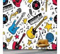 Papier Peint Panoramique Modèle 300 x 210 cm Décoration murale moderne, Style Graffiti De Musique De Dessin Animé décorative pour chambre salon - Papier Peint Intissé pour Enfant Chambre, Coloré