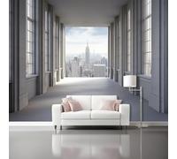 Papier Peint Panoramique Modèle D'Architecture, 350 x 256 cm Style Urbain Moderne Papier Peint Intissé Personnalisé Photo Murale pour Salon Chambre d'enfants Décoration Murale, Blanc