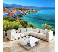 Papier peint panoramique Moderne 350 x 256 cm - Couleur Fond d'écran d'accueil Revêtement mural décoration pour chambre salon cuisine, Magnifique Ville Océan modèle