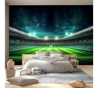 Papier Peint Panoramique Moderne Adhesif Murale à Coucher Maison, 200 x 140 cm Murales Poster pour Salon Adulte Chambre d'enfants Étude Décoration Vert Sports Terrain Lumières