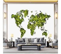 Papier peint panoramique moderne Créativité du monde des plantes vertes Revêtement mural décoration pour chambre salon 400 x 280 cm Design unique et moderne Couleurs froides vertes et blanches