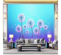 Papier peint panoramique moderne Dégradé de rêve de pissenlit Revêtement mural décoration pour chambre salon 200 x 140 cm Design unique et moderne Couleur froide violet-bleu