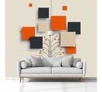 Papier Peint Panoramique Moderne Forme D'Arbre Circuit Données Créatif 250 x 175 cm - Beige Poster Géant Mural Intissé Effet 3D Trompe l'œil - Décoration pour Salon, Chambre d'Enfant & Salle à Manger