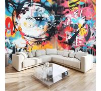 Papier peint panoramique moderne pour Salon Chambre Décoration Graffiti Art Culture Urbaine motif Papier peint 200 x 140 cm Papier Peints Intissé Couleur Couleur Décoration Murale