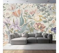 Papier peint panoramique moderne Style floral littéraire peint à la main Revêtement mural décoration pour chambre salon 400 x 280 cm Design unique et moderne Blanc Marron