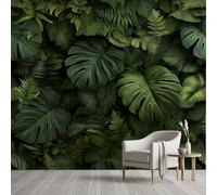 Papier Peint Panoramique Monstera Feuilles Plante Tropical Tapisserie Murale Papier Peint Fougère Jungle Botanique Forêt Wallpaper Intissé Décoration Murale pour Salon Chambre Bureau 350x256 cm