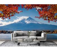 Papier Peint Panoramique Mont Fuji 400cm x 280cm Paysage naturel Intissé Wallpaper Chambre Bureau Décor Motif Personnalisé Décoration Murale Bleu Aa109