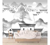 Papier Peint Panoramique Montagne Papier Peint Intissé Paysage Chinois Poster Trompe l'oeil Mural 3D Art Décoration Murale Salon Chambre 350x250 cm 2694b