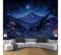 Papier Peint Panoramique Montagne Rêve Poster Intissé Geant Mural 3D 100×70cm Photo Mural Berge Champignons Wallpaper pour Chambre Salon Personnalisé Décoration Murale Violet