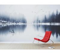 Papier Peint Panoramique Montagnes Et Eaux Forêts Lacs 350x250cm Papier Peint 3D Intissé Tapisserie Poster Chambre Salon Decoration Murale -MIWEI Wallpaper-ZXY-05685