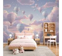Papier Peint Panoramique Montgolfière Nuageuse 250X175Cm | Papier Peint Poster Mural 3D,Illustrations Dessins Animés Tapisserie Photo Peinture Murale Intissé Fresque Pour Salon Chambre Toile Fond Tv