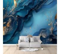 Papier Peint Panoramique Motif Abstrait Bleu En Marbre 500x280 cm Papier Peint Photo Mural Intissé, Poster Tapisserie Mural Personnalisé 3D Pour Salon Chambre Décoration Murale