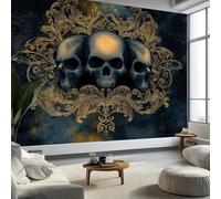 Papier Peint Panoramique Motif Crâne Sombre, Papier Peint Poster Mural Géant Style Gothique, Fresque Murale Moderne Personnalisée pour Salon Chambre d’Enfants Restaurant, 450 x 315 cm (L x H)