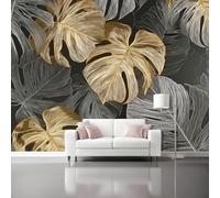 Papier Peint Panoramique Motif De Lignes En Bambou À Dos De Tortue 350 x 256 cm, Style Minimaliste Poster Photo Mural Papier Peint Moderne Décoration Murale Salon Chambre á Coucherr Bureau, Gris Or