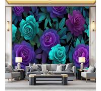 Papier Peint Panoramique Motif subtil de rose gothique Papier Peint Poster Mural 3D, 300 x 210 cm Murale Intissé Fresque pour Salon Chambre Toile Fond TV Installation Facile Gris foncé