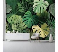 Papier Peint Panoramique Motif Usine - 350 x 256 cm 3D Photo Poster Murale Décoration pour Salon Chambre Restaurant Bureau, Forêt Tropicale Monstera Feuilles Motif Geant Papier peint intissé
