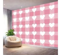Papier Peint Panoramique Motifs Géométriques Carreaux Cœurs Rose Papier Peint Photo Mural Intissé, Poster Personnalisé 3D Pour Salon Chambre Décoration Murale Chambre D'Enfant, 400 x 280 cm
